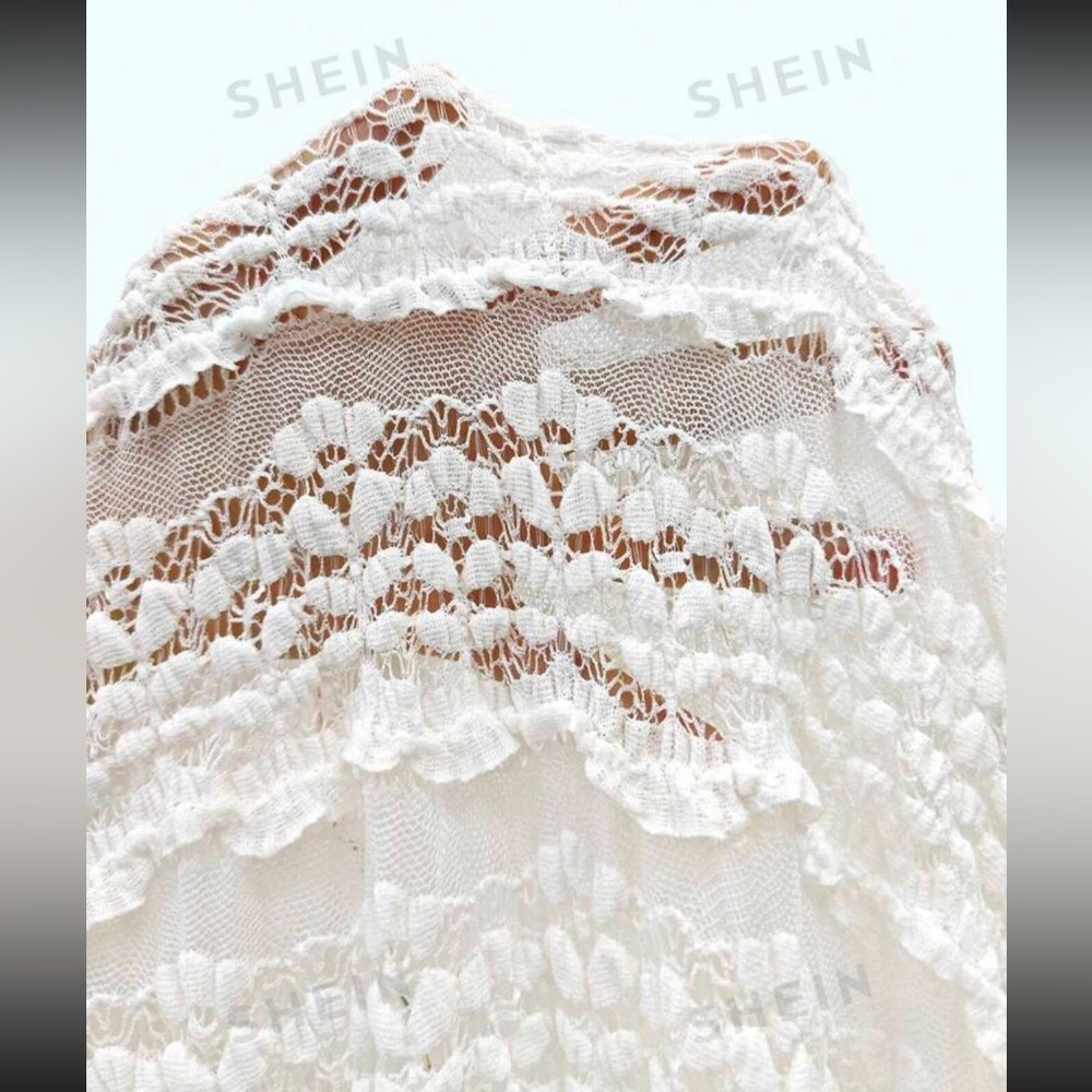 SHEIN VCAY Solid Lace Bodycon Dress - Picture 2 of 14